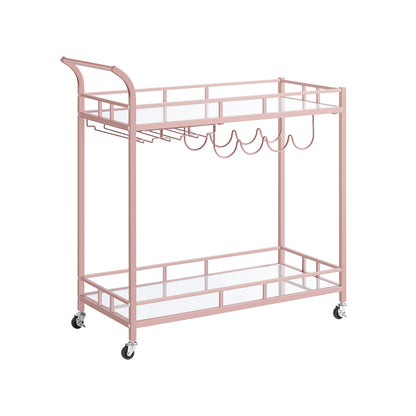 Home Bar Serving Cart with 2 Mirrored Shelves