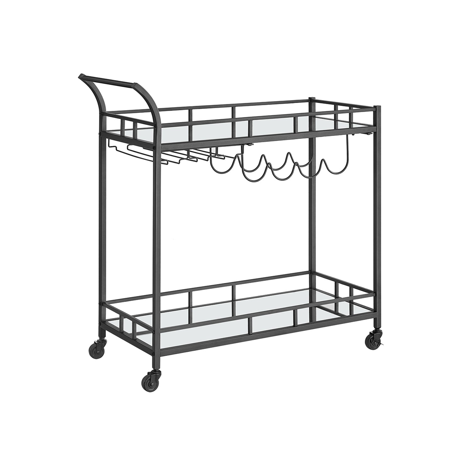 Home Bar Serving Cart with 2 Mirrored Shelves