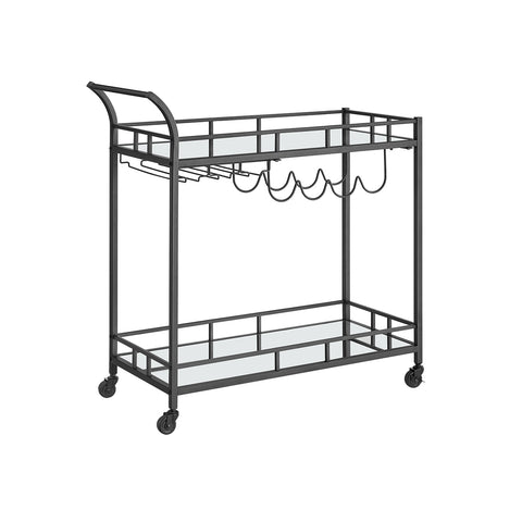 Home Bar Serving Cart with 2 Mirrored Shelves