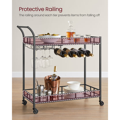 Home Bar Serving Cart with 2 Mirrored Shelves