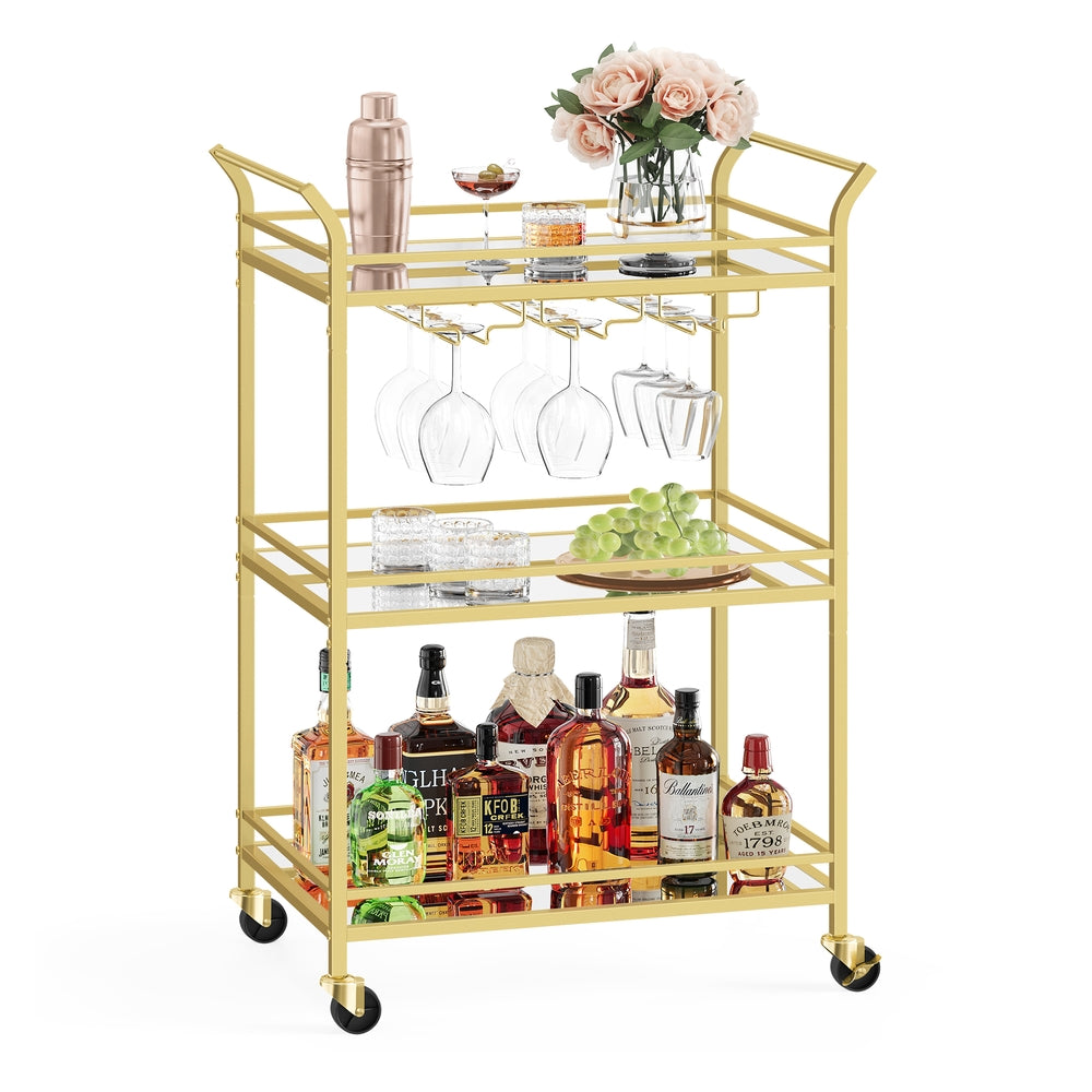 Home Bar Serving Cart with 3-Tier Shelf