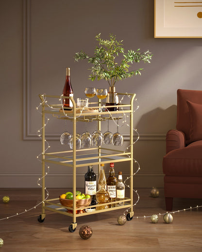 Home Bar Serving Cart with 3-Tier Shelf