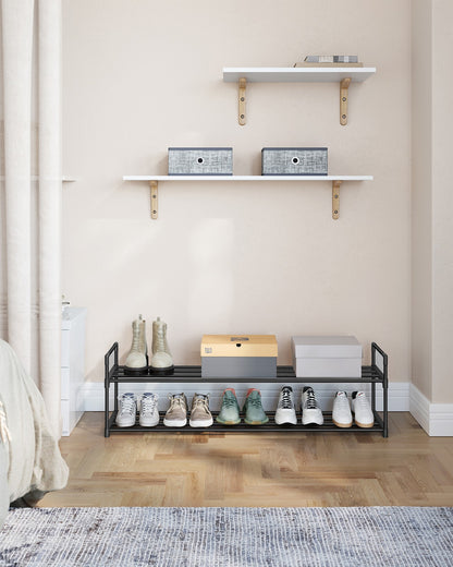 2 Tier Metal Shoe Rack for 12 Pairs of Shoes