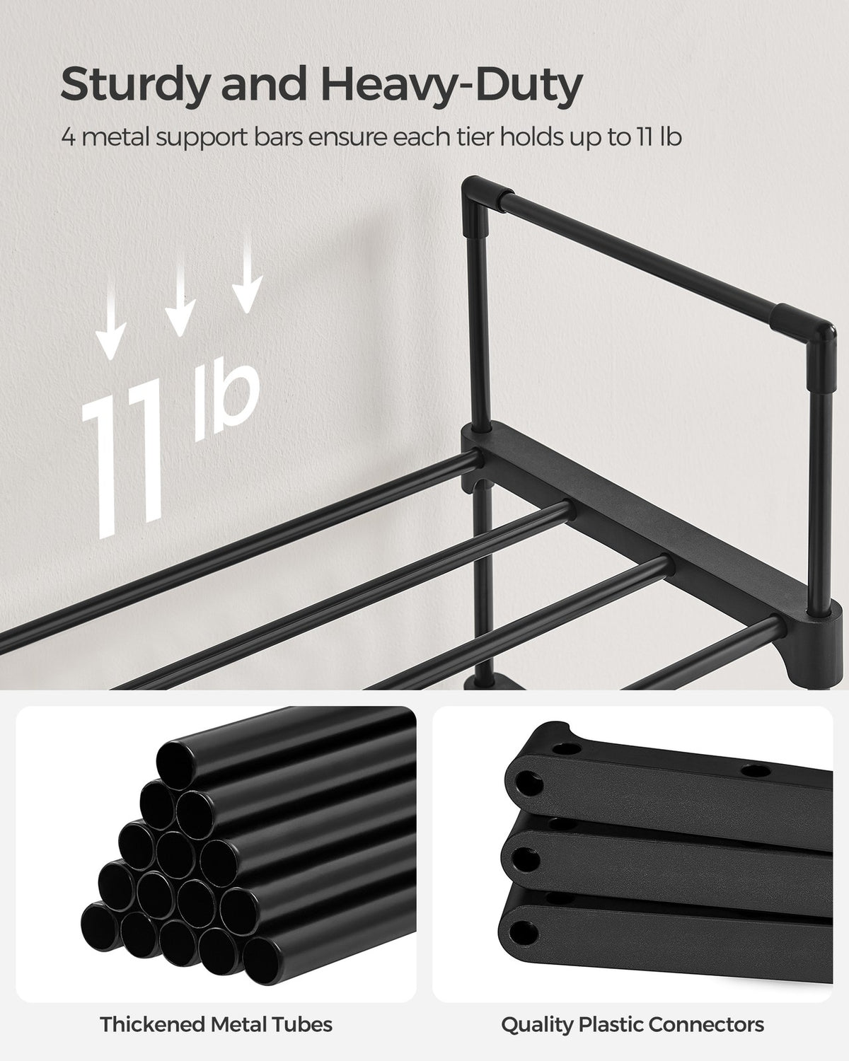 Large 10-Shelf Shoe Rack, Iron Shoe Storage Organizer, Customizable Design
