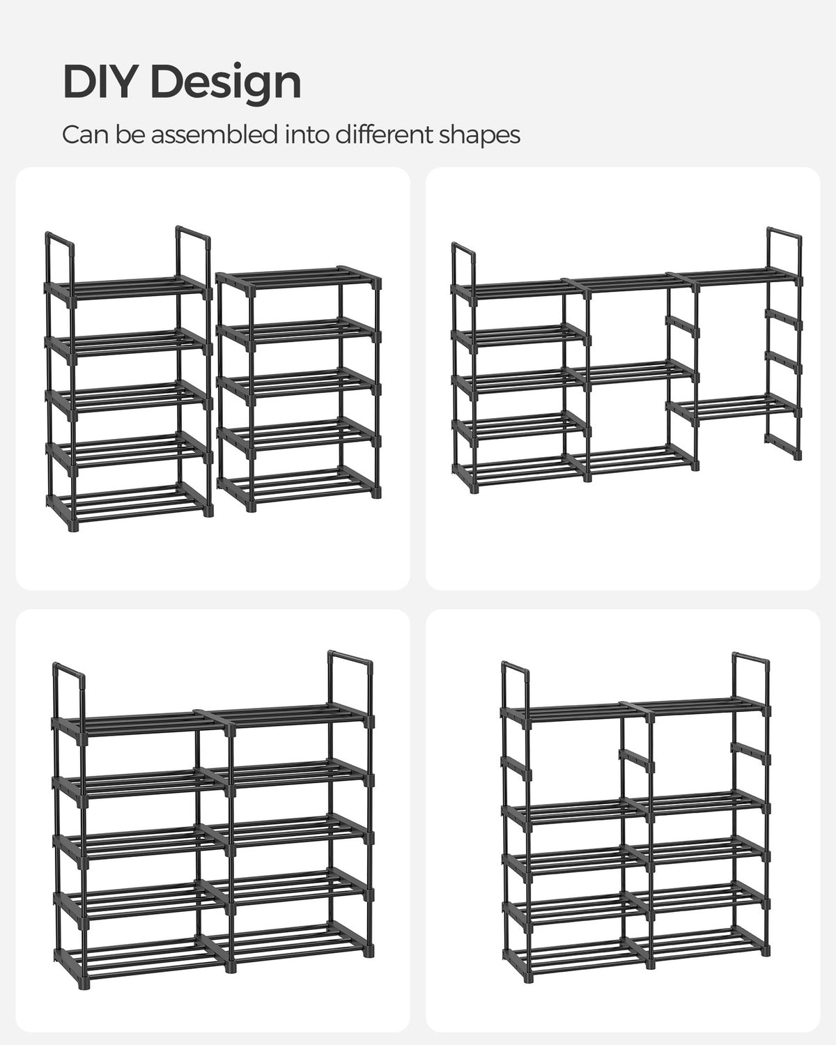 Large 10-Shelf Shoe Rack, Iron Shoe Storage Organizer, Customizable Design