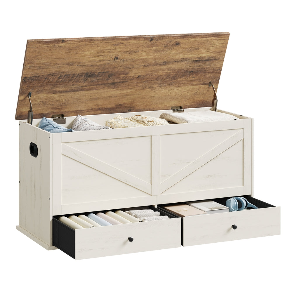 Farmhouse storage bench with fabric drawers for entryway or bedroom - image 22