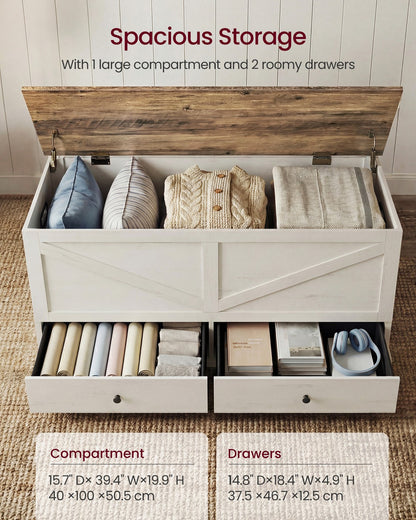 Farmhouse storage bench with fabric drawers for entryway or bedroom - image 3