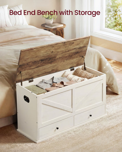 Farmhouse storage bench with fabric drawers for entryway or bedroom - image 4