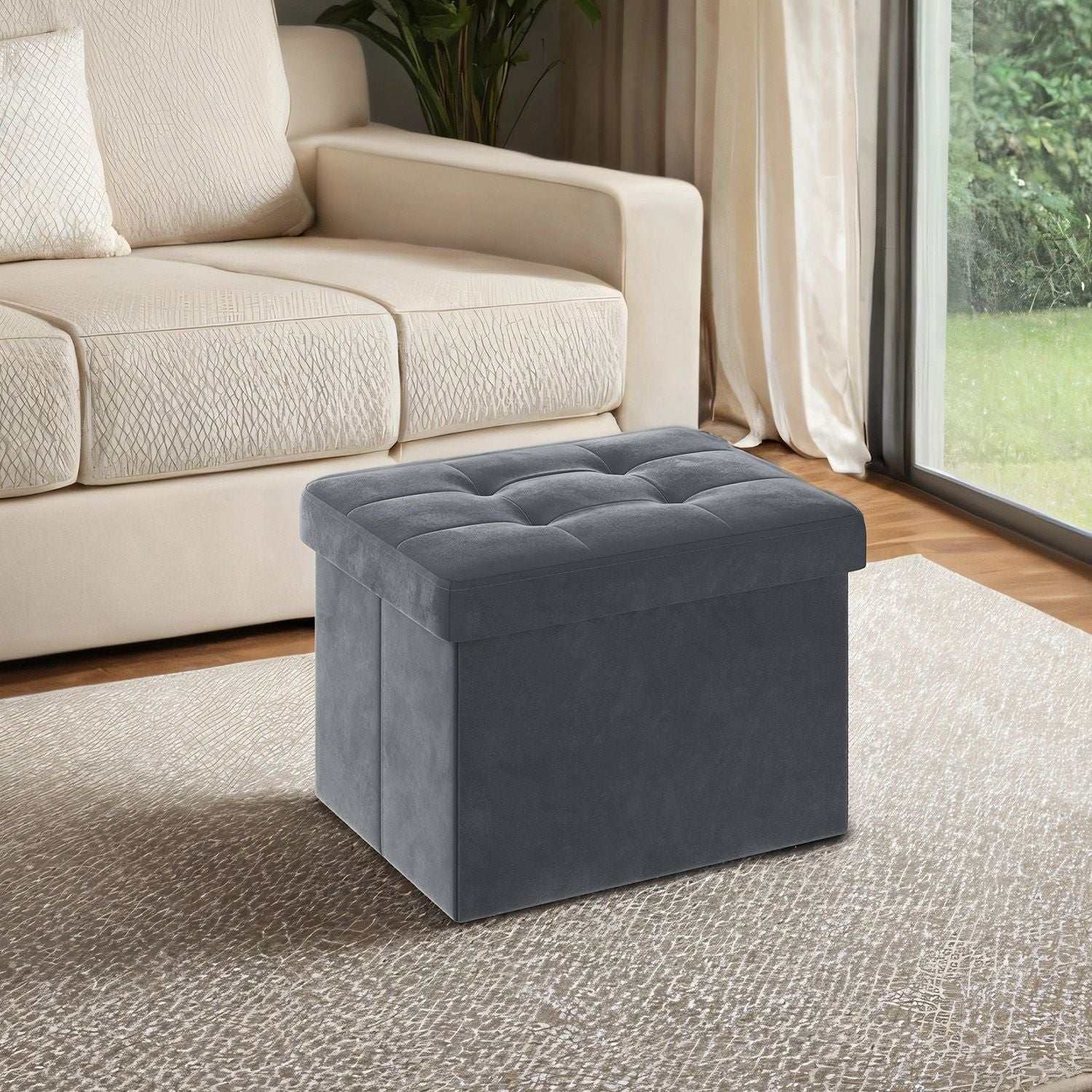 Foldable storage ottoman footrest for living room bedroom and dorm - image 1