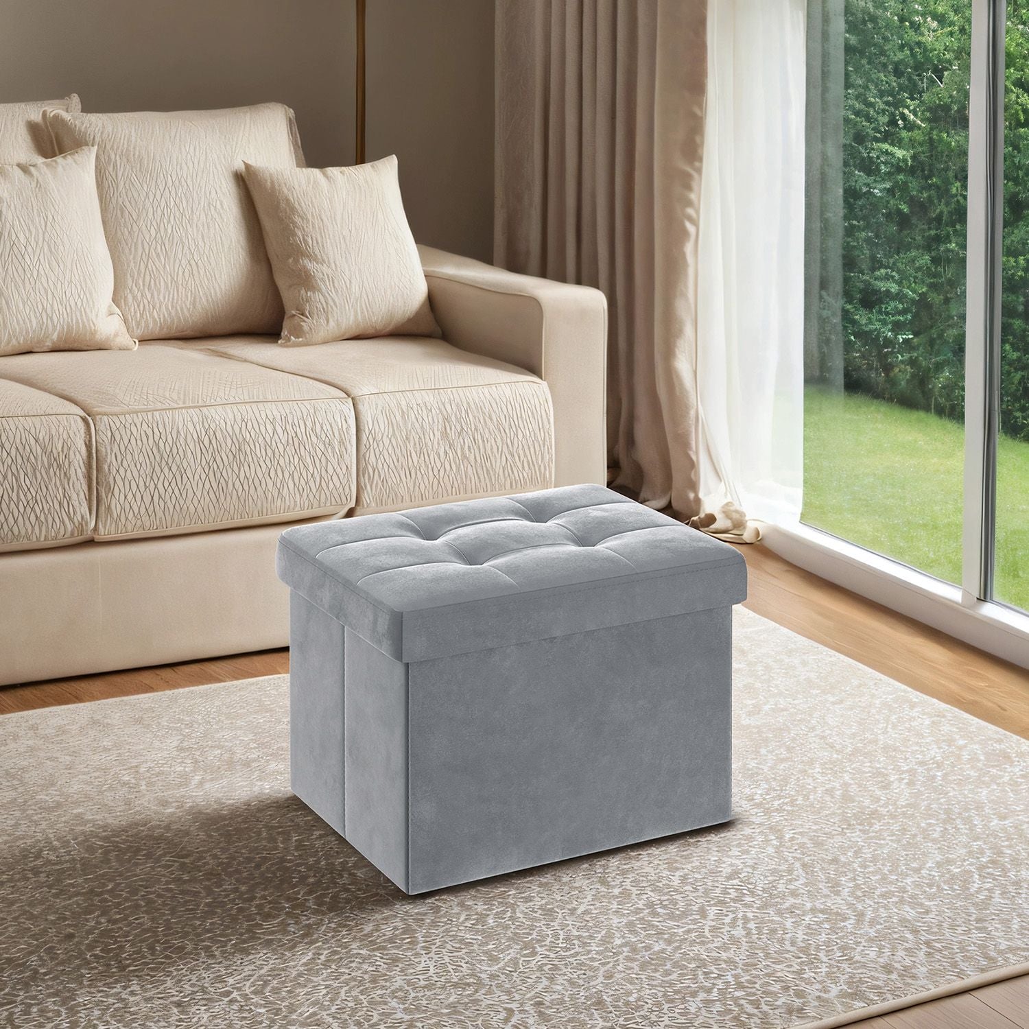 Foldable storage ottoman footrest for living room bedroom and dorm - image 1