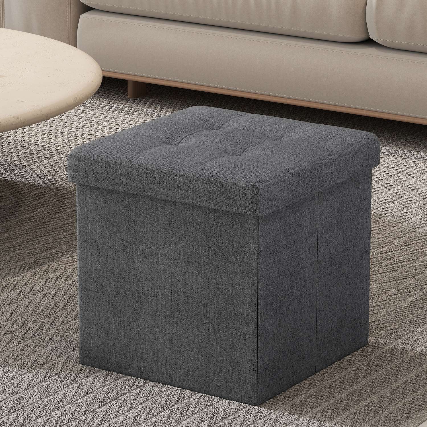 Foldable Storage ottoman bench cube for living room and dorm - image 1