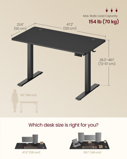 Electric Standing Desk 4 Memory Heights 47.2 x 23.6 Inches Rustic Brown - image 28