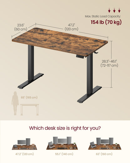 Electric Standing Desk 4 Memory Heights 47.2 x 23.6 Inches Rustic Brown - image 7
