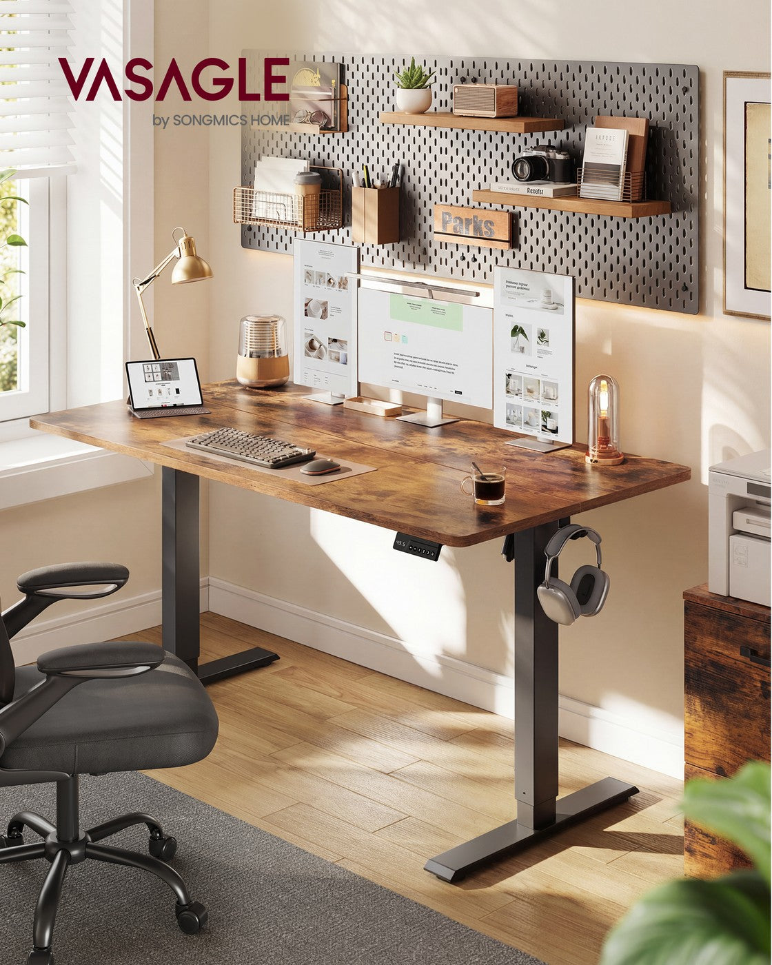 Electric Standing Desk 4 Memory Heights 47.2 x 23.6 Inches Rustic Brown - image 9