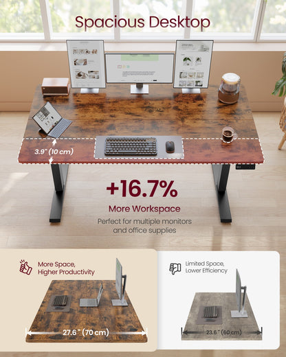 Electric Standing Desk 4 Memory Heights 47.2 x 23.6 Inches Rustic Brown - image 12