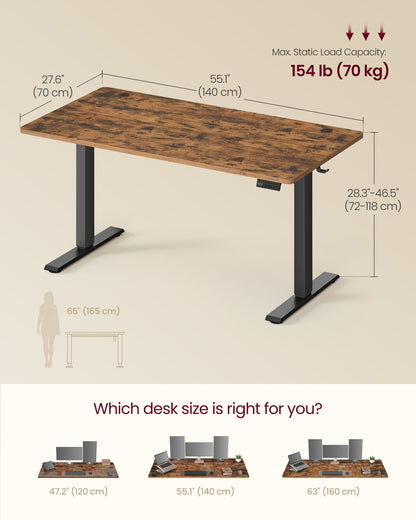 Electric Standing Desk 4 Memory Heights 47.2 x 23.6 Inches Rustic Brown - image 14