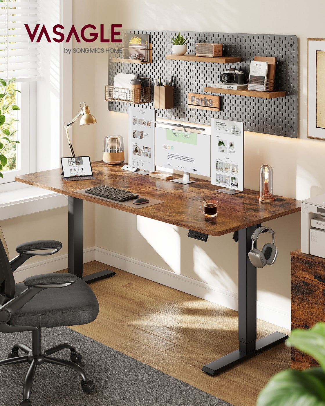 Electric Standing Desk 4 Memory Heights 47.2 x 23.6 Inches Rustic Brown - image 16