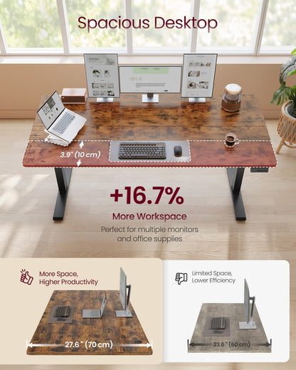 Electric Standing Desk 4 Memory Heights 47.2 x 23.6 Inches Rustic Brown - image 19