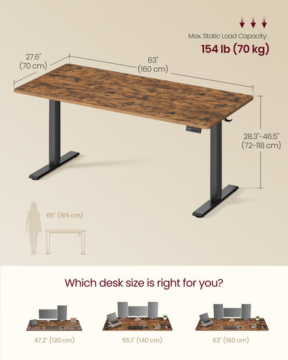 Electric Standing Desk 4 Memory Heights 47.2 x 23.6 Inches Rustic Brown - image 21