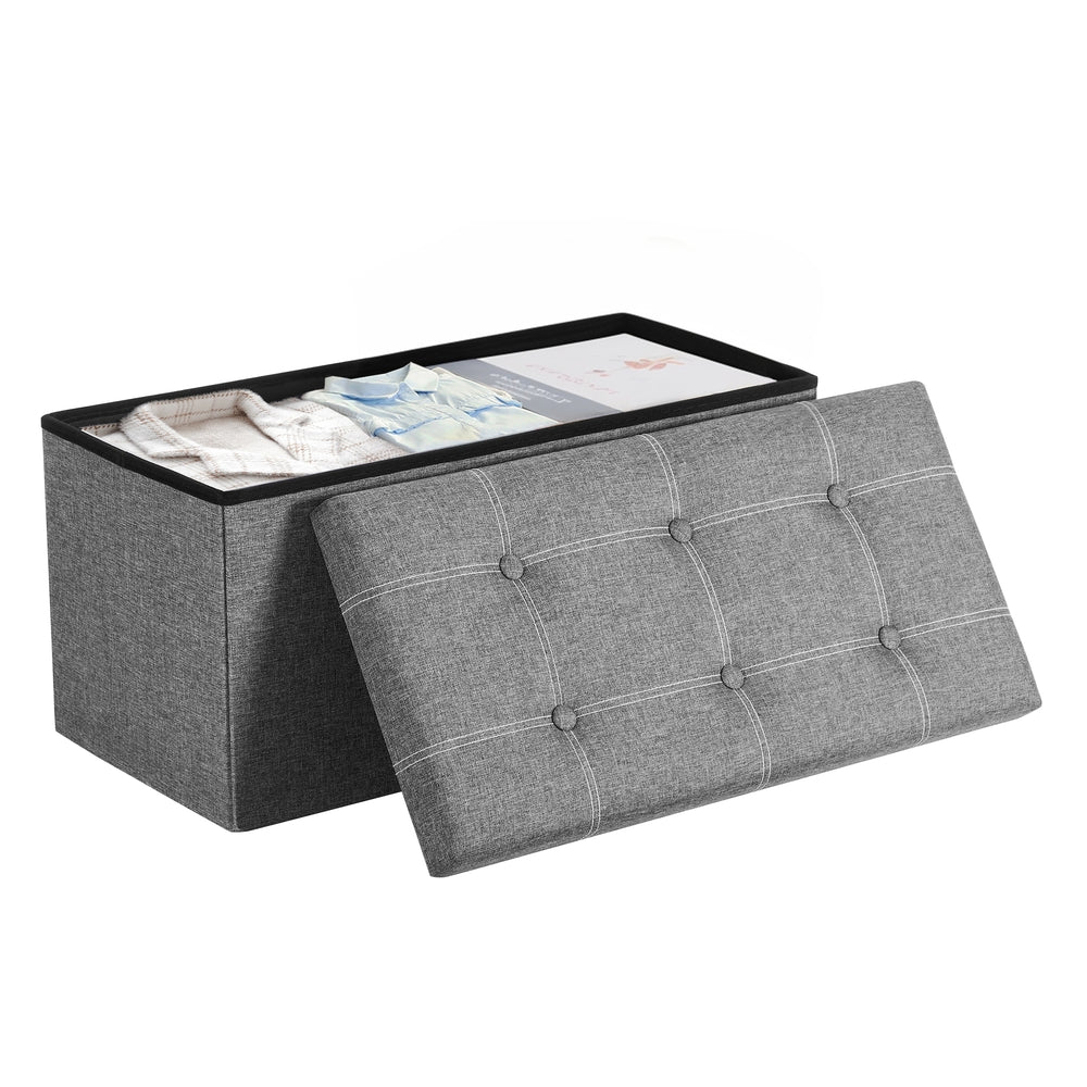 43 Inches Folding Storage Ottoman Bench Dark Gray - image 8