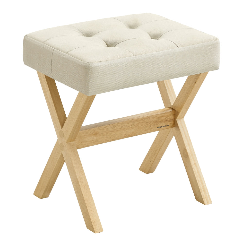Makeup Stool, Padded Foot Rest, 12.6 x 16.5 x 18.1 Inches, Gray and Brown - image 25