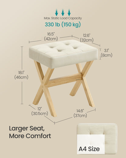Makeup Stool, Padded Foot Rest, 12.6 x 16.5 x 18.1 Inches, Gray and Brown - image 21
