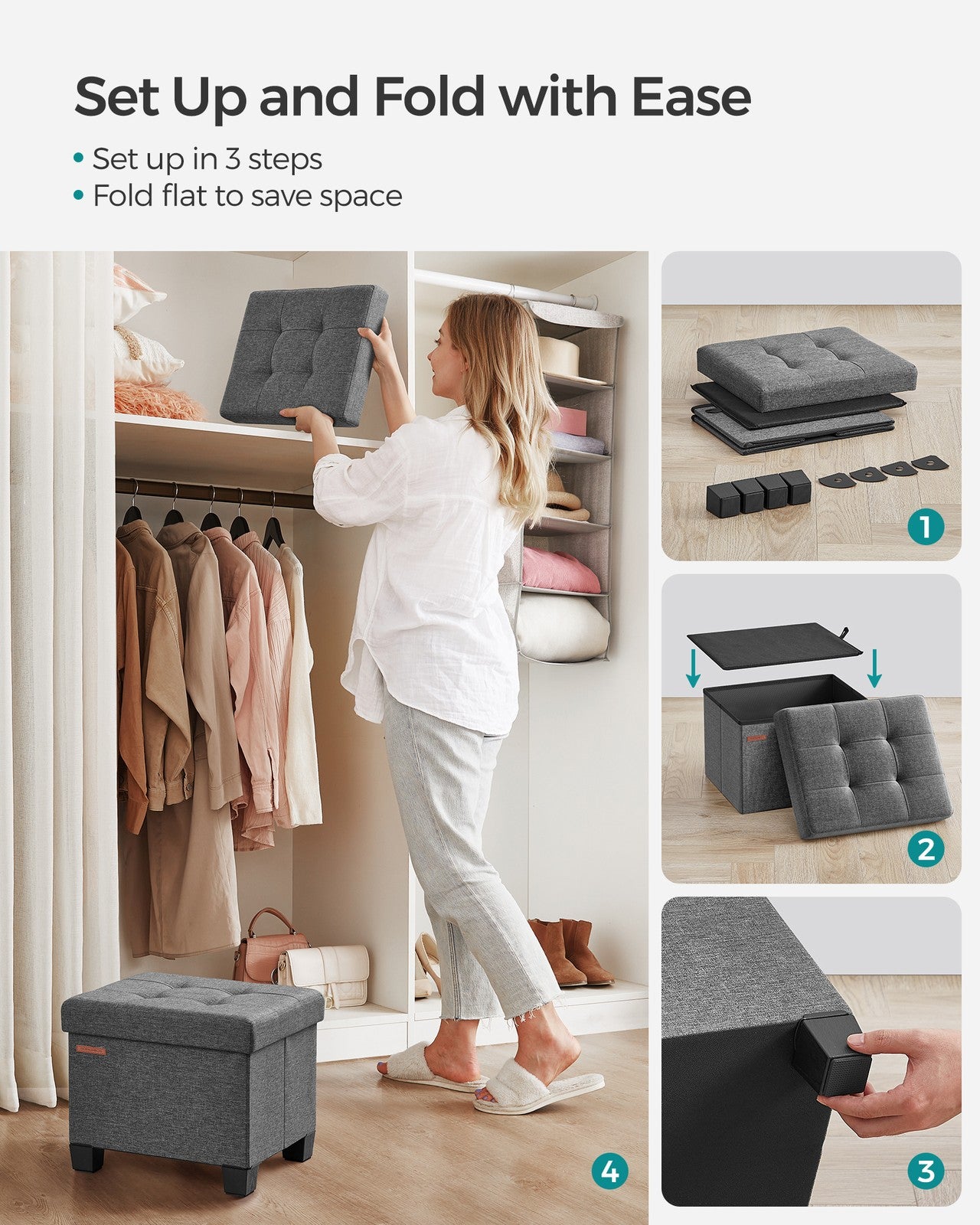 Small Ottoman Foot Rest with Legs - image 5