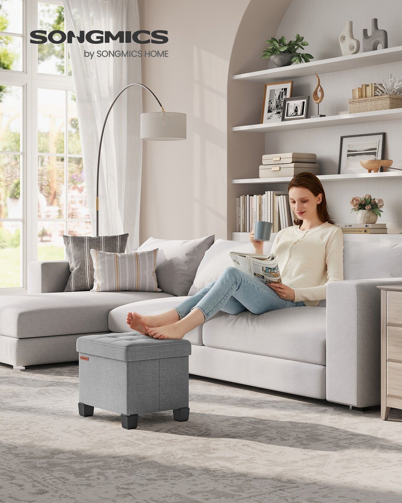 Small Ottoman Foot Rest with Legs - image 8