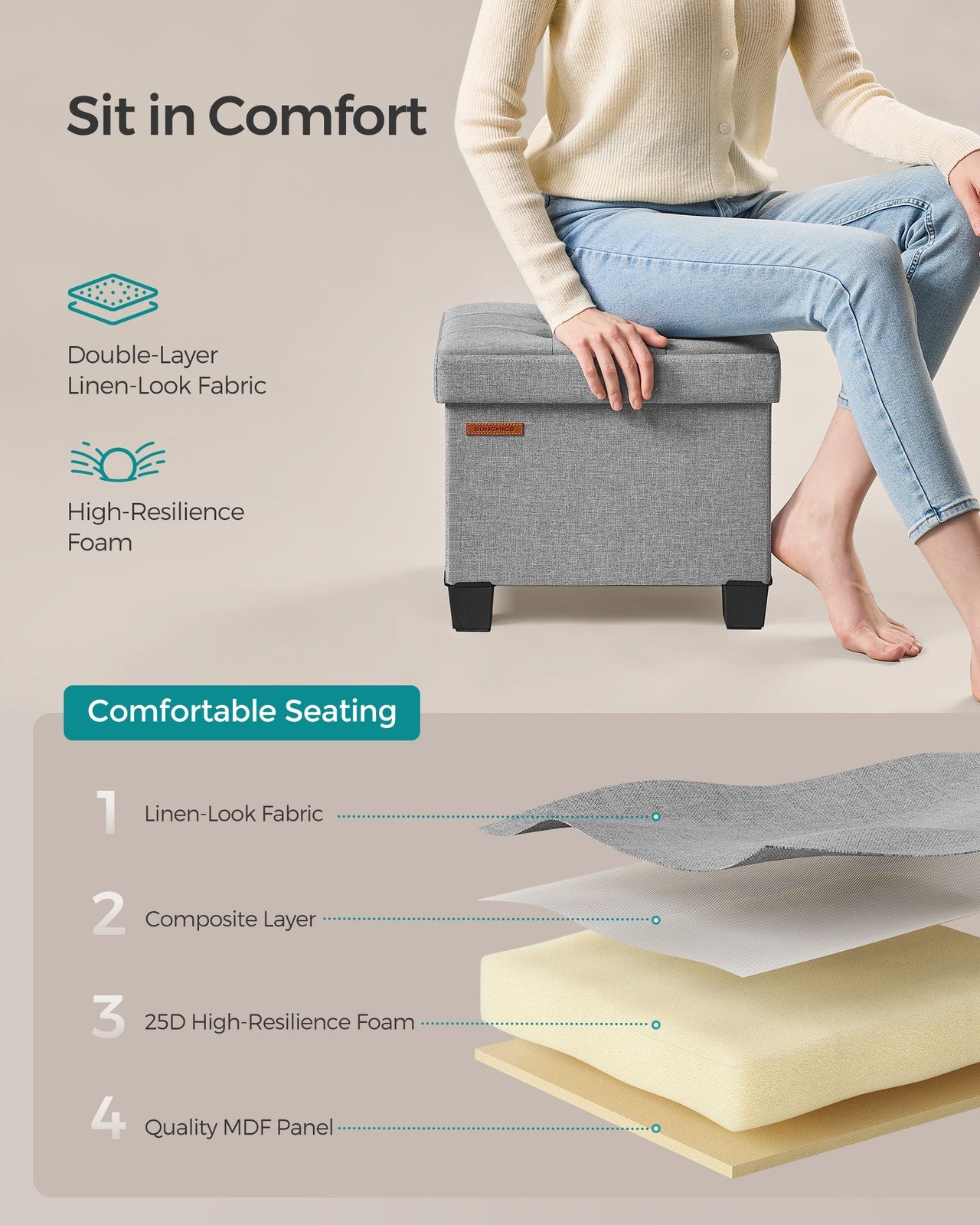 Small Ottoman Foot Rest with Legs - image 11