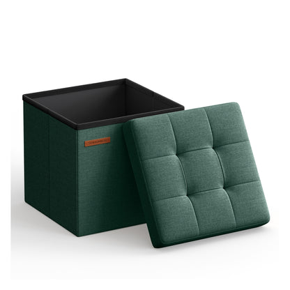 11.8 Inches Small Folding Storage Ottoman Cube - Retro Green / 1