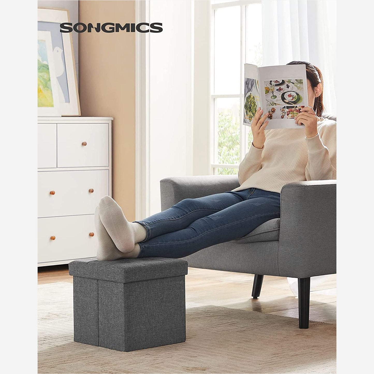 11.8 Inches Small Folding Storage Ottoman Cube