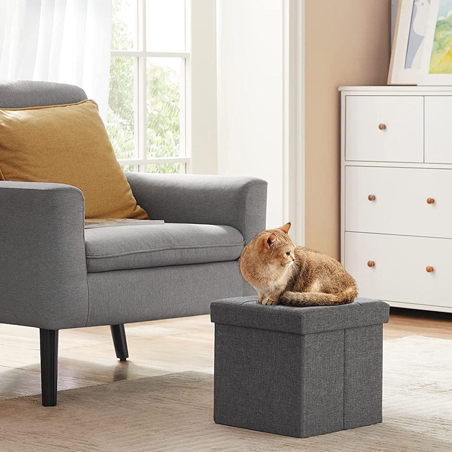11.8 Inches Small Folding Storage Ottoman Cube