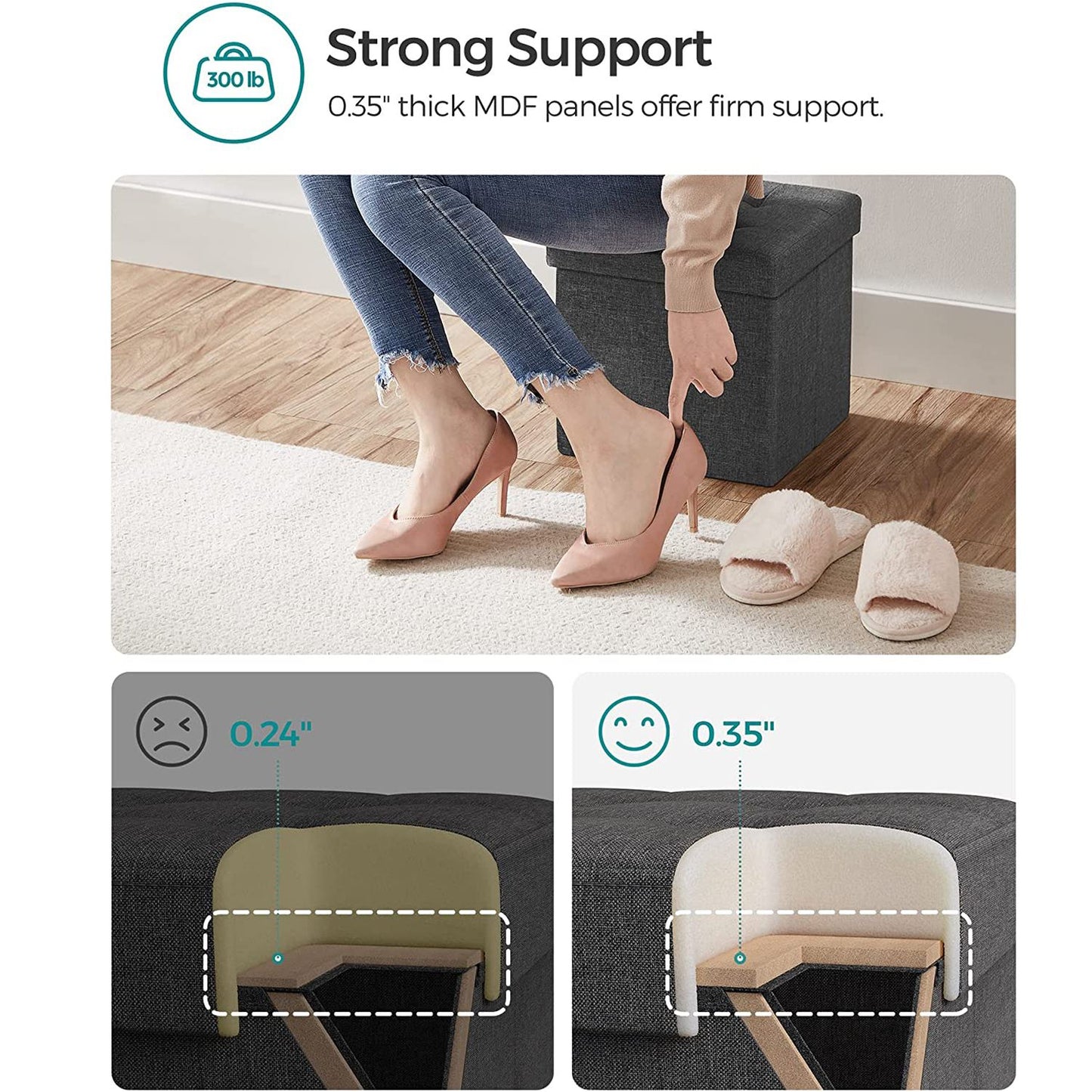 11.8 Inches Small Folding Storage Ottoman Cube