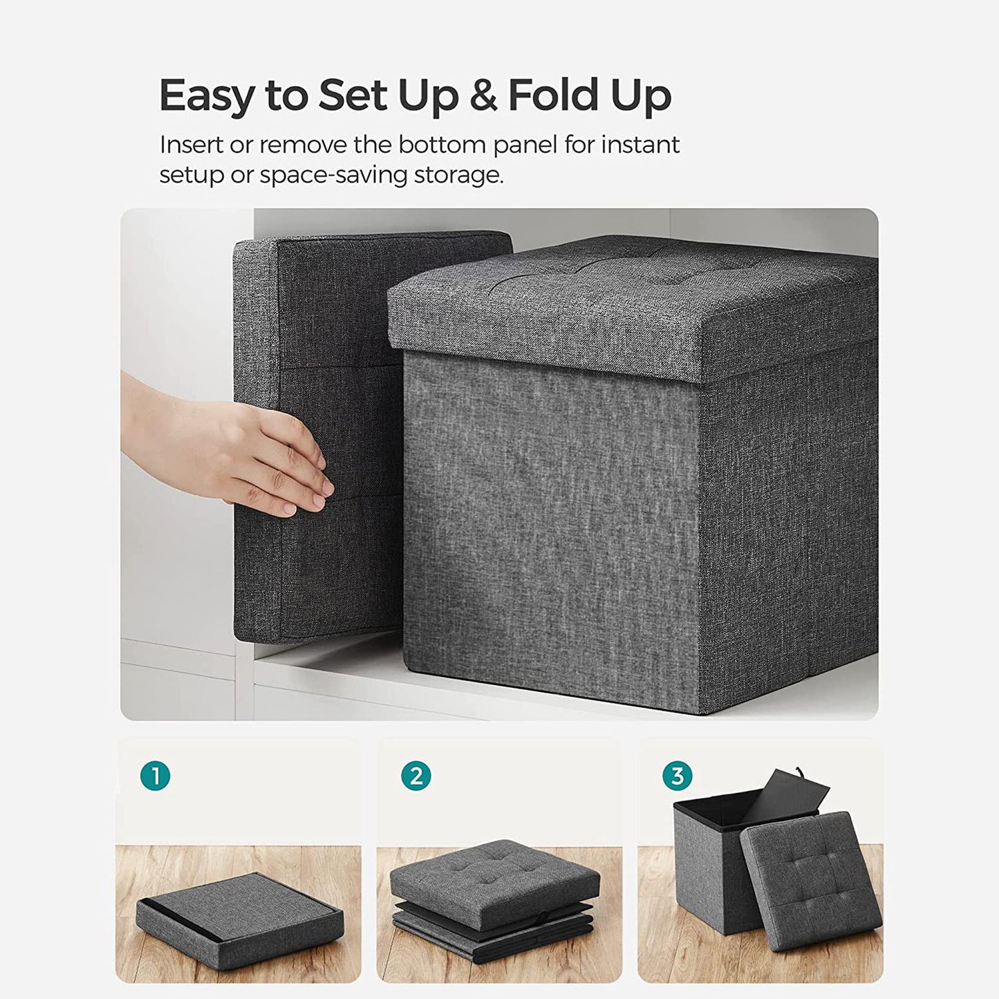 11.8 Inches Small Folding Storage Ottoman Cube