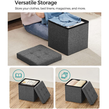 11.8 Inches Small Folding Storage Ottoman Cube