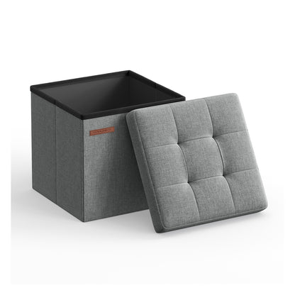 11.8 Inches Small Folding Storage Ottoman Cube - Light Gray / 1