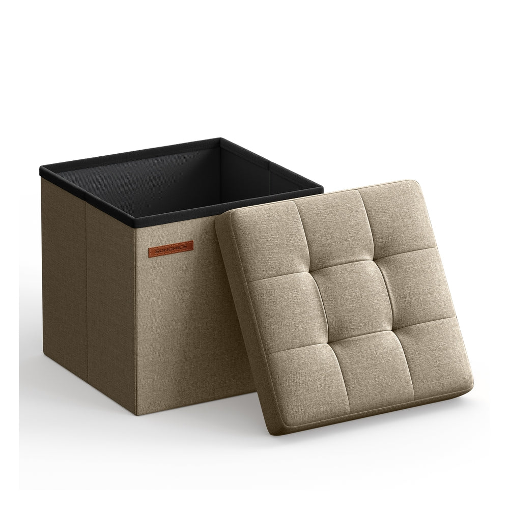 11.8 Inches Small Folding Storage Ottoman Cube - Camel Brown / 1