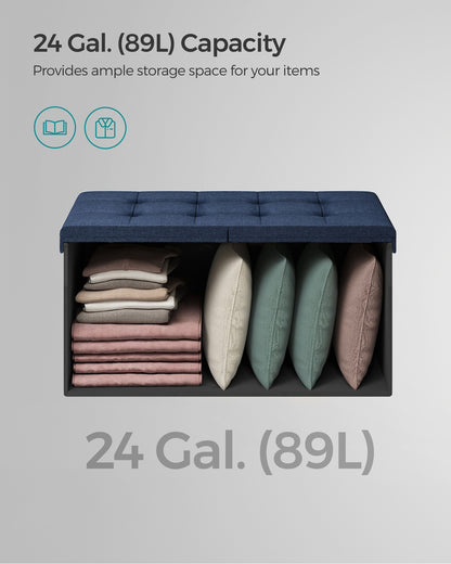 76 cm Storage Ottoman, Foldable Storage Bench with Flipping Lid, 300 kg Load Capacity, for Entryway