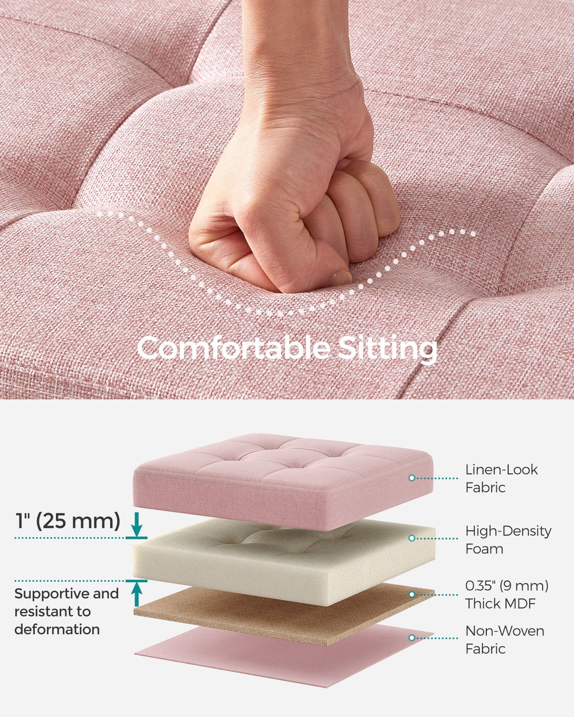 Mazie Collection - 30 Inches Folding Storage Ottoman Bench