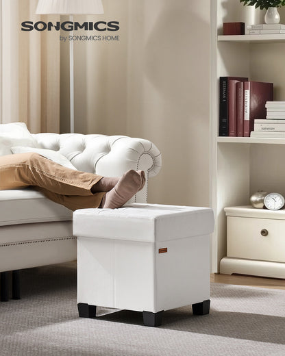 Storage Ottoman, 660 lbs Capacity, Foldable, Faux Leather, Coffee Brown