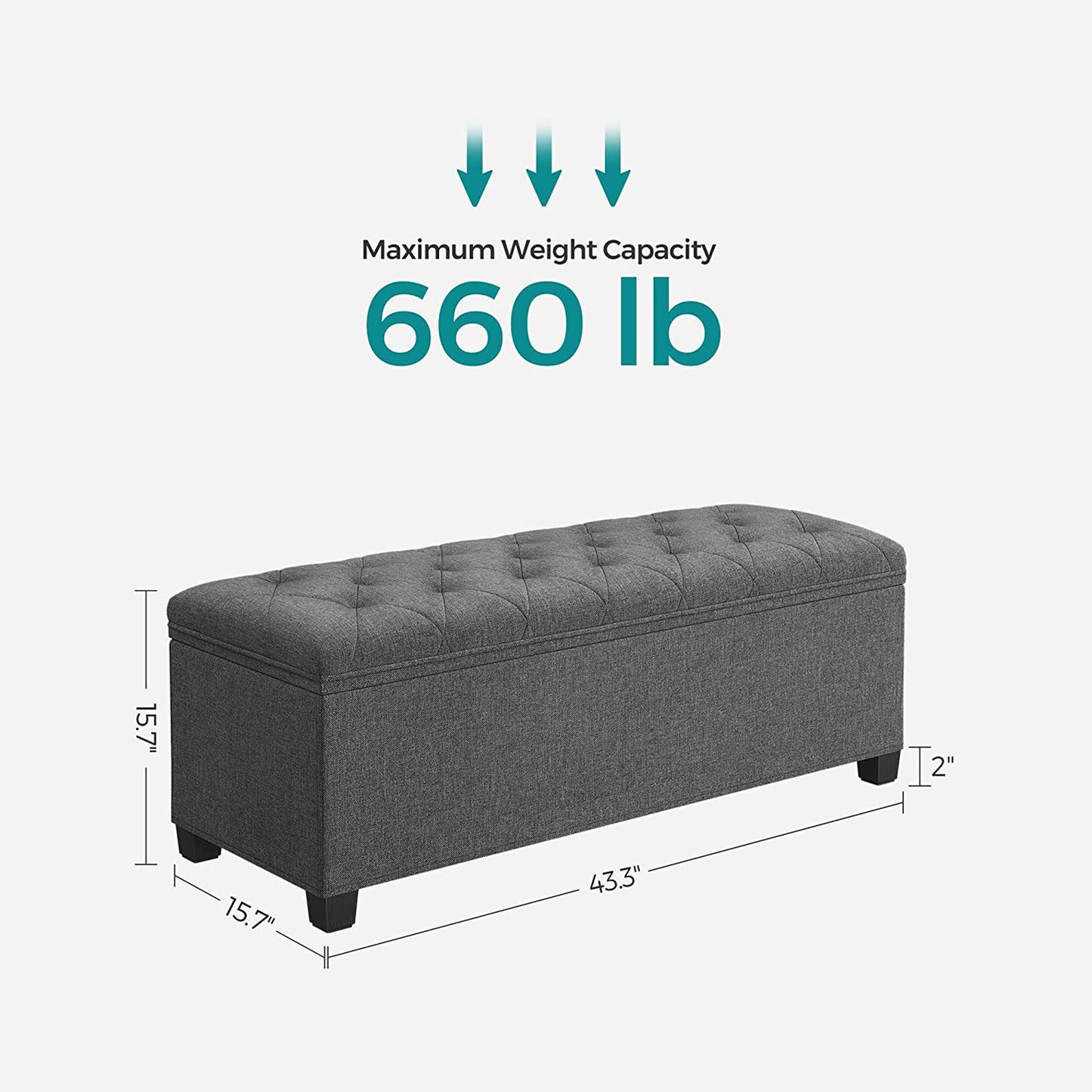 Storage Ottoman Bench with Legs, Load up to 660 lb - HWLEXTRA 
