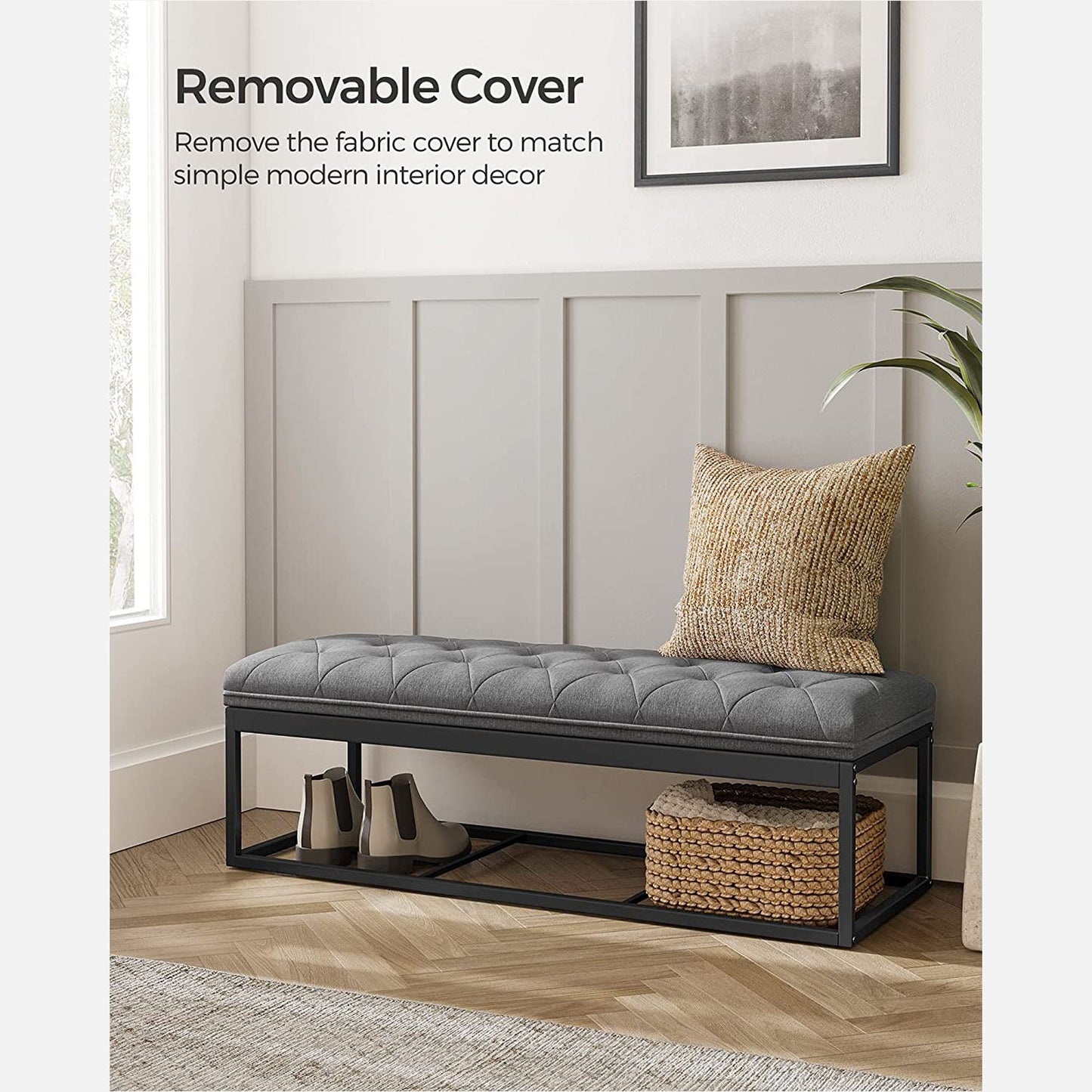 Storage Ottoman Bench with Legs, Load up to 660 lb - HWLEXTRA 