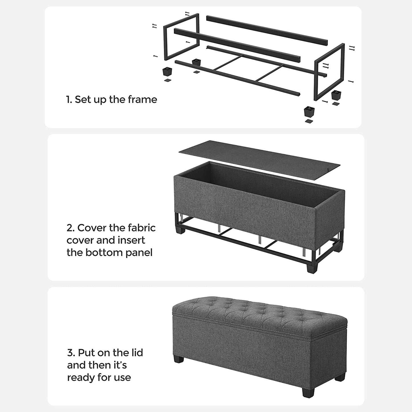 Storage Ottoman Bench with Legs, Load up to 660 lb - HWLEXTRA 