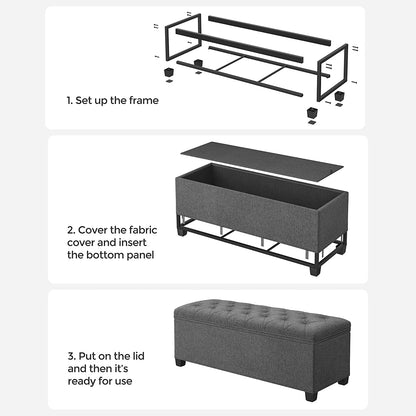Storage Ottoman Bench with Legs, Load up to 660 lb - HWLEXTRA 
