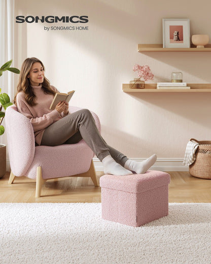 Storage Ottoman Bench, Storage Chest, 12.2 x 16.1 x 12.2 Inches, End of Bed Bench, Load up to 286 lb, for Living Room, Bedroom, Entryway