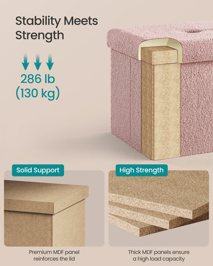 Storage Ottoman Bench, Storage Chest, 12.2 x 16.1 x 12.2 Inches, End of Bed Bench, Load up to 286 lb, for Living Room, Bedroom, Entryway