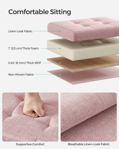 12.2 x 16.1 x 12.2 Inches Small Folding Storage Ottoman Jelly Pink - image 3
