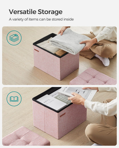 12.2 x 16.1 x 12.2 Inches Small Folding Storage Ottoman Jelly Pink - image 4