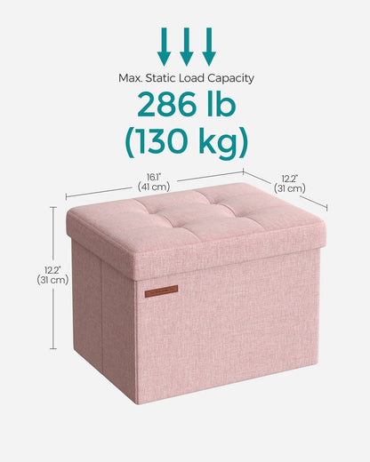 12.2 x 16.1 x 12.2 Inches Small Folding Storage Ottoman Jelly Pink - image 5