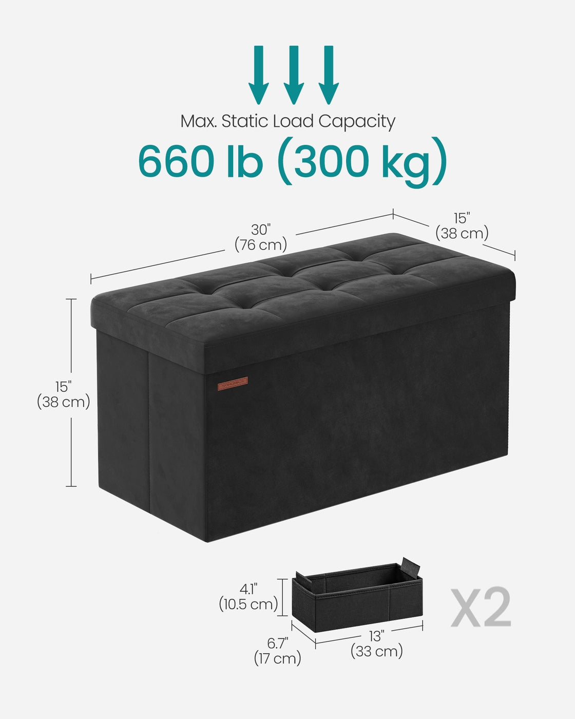 Storage Ottoman Bench with Storage Chest, Load up to 660 lb